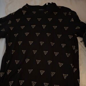 Guess Black and Gold Triangle Pattern Men's Tee
